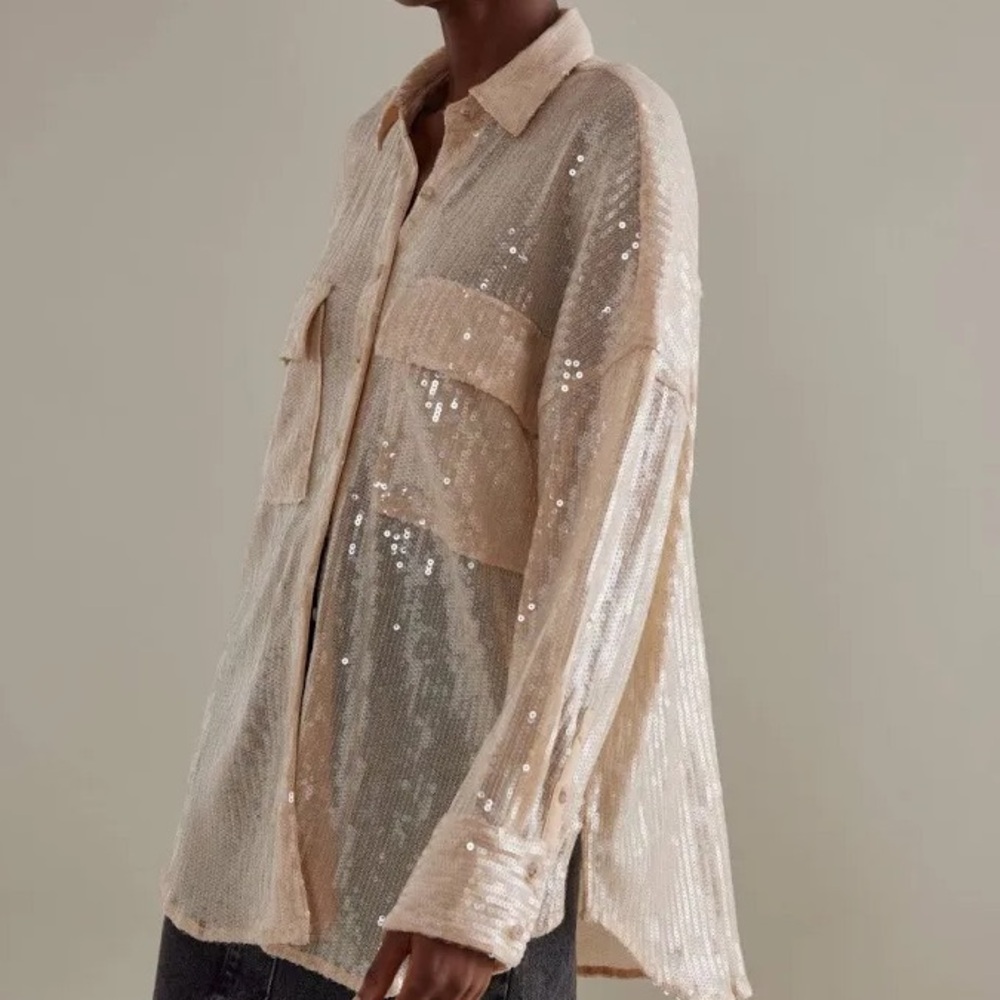 Pilcro Sequin Buttondown Top